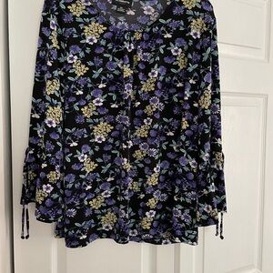 Floral Black and Purple Women's Top